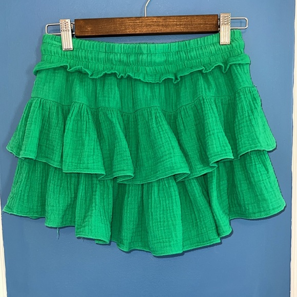 Day + Moon Green Tiered Ruffle Mini Skirt Skort - Size S - Picture 4 of 7